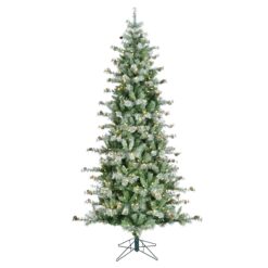 Fraser Hill Farm 9-ft Buffalo fir Pre-lit Slim Artificial Christmas Tree with Clear Incandescent Lights