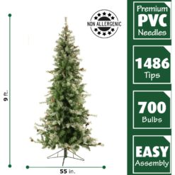 Fraser Hill Farm 9-ft Buffalo fir Pre-lit Slim Artificial Christmas Tree with Clear Incandescent Lights