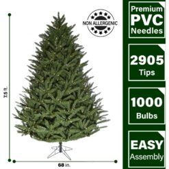 Fraser Hill Farm 7.5-ft Centerville pine Pre-lit Artificial Christmas Tree with White LED Lights