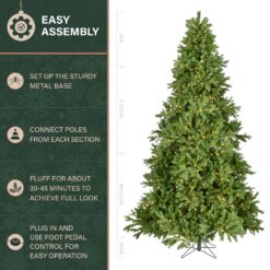 Fraser Hill Farm 8-ft Pine Pre-lit Artificial Christmas Tree with White LED Lights