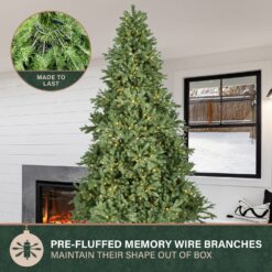 Fraser Hill Farm 8-ft Pine Pre-lit Artificial Christmas Tree with White LED Lights