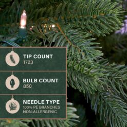 Fraser Hill Farm 8-ft Pine Pre-lit Artificial Christmas Tree with White LED Lights