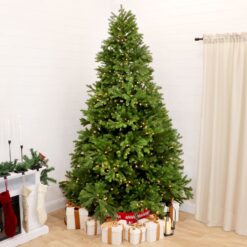Fraser Hill Farm 8-ft Pine Pre-lit Artificial Christmas Tree with White LED Lights