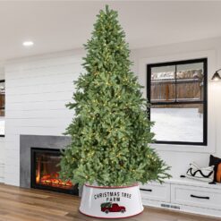 Fraser Hill Farm 8-ft Pine Pre-lit Artificial Christmas Tree with White LED Lights