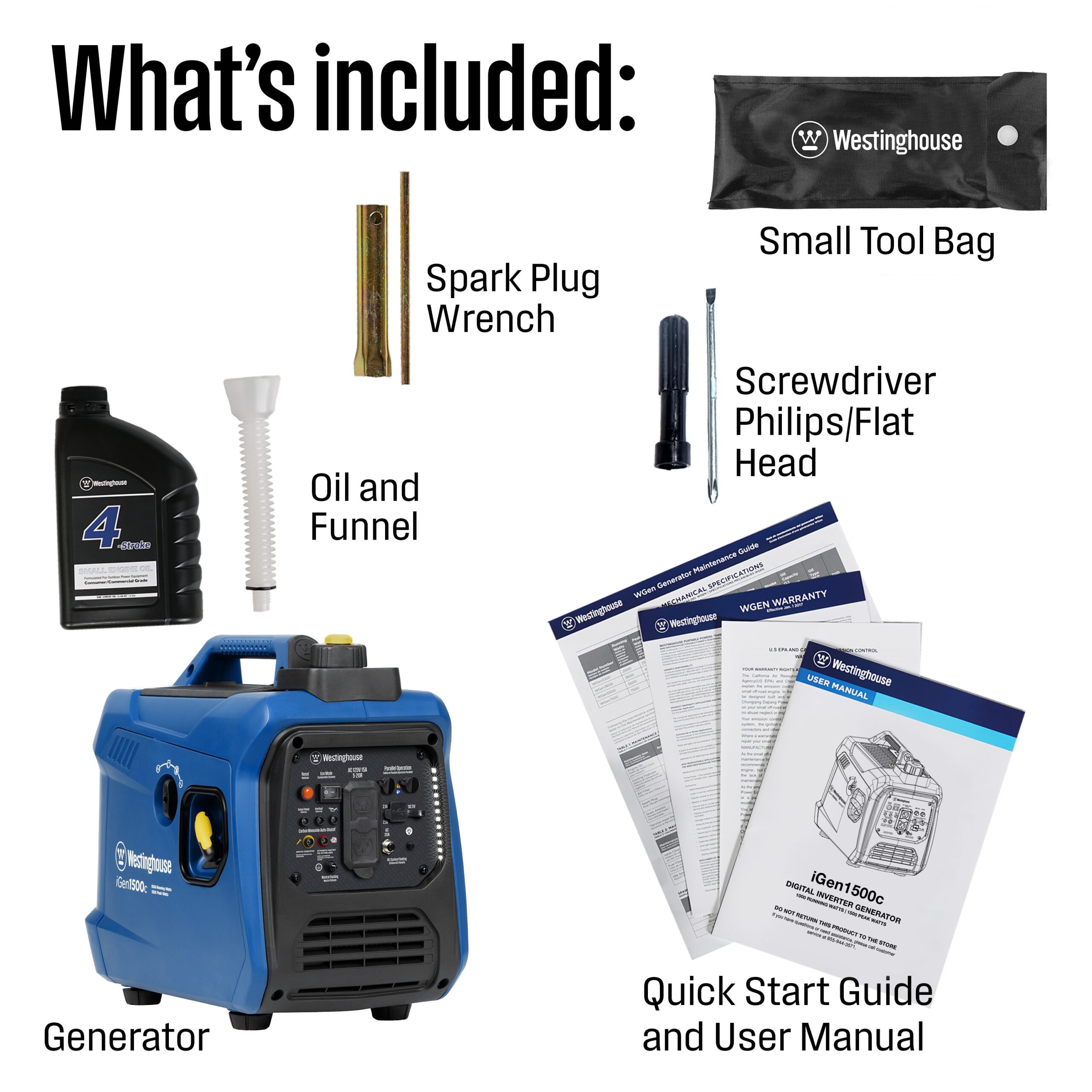 Westinghouse iGen1500c Recoil Start 1500 -Watt Single Fuel (Gasoline) Inverter Generator