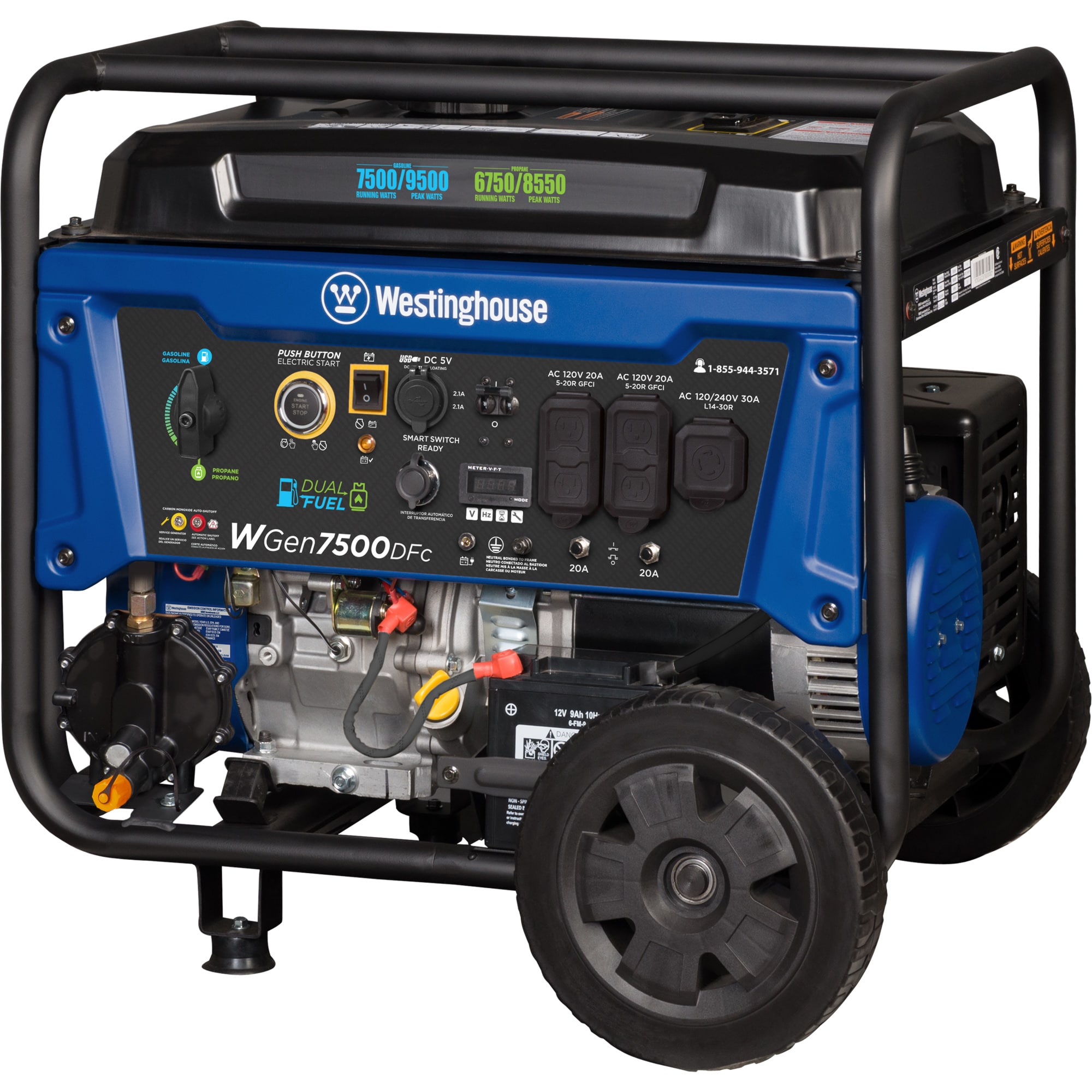 Westinghouse WGen7500DFc Remote Electric Start 9500 / 7500 -Watt Dual fuel Portable Generator