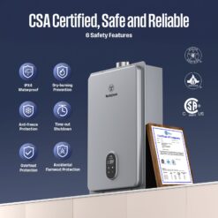 Westinghouse Apolo Performance Propane Gas Tankless Water Heater 120,000 BTU, Up to 5.1 GPM Instant Hot Water Heater NG, Smart WIFI Enabled, Indoor, 120V, CSA Certified, Gray