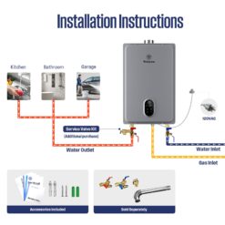 Westinghouse Apolo Performance Propane Gas Tankless Water Heater 120,000 BTU, Up to 5.1 GPM Instant Hot Water Heater NG, Smart WIFI Enabled, Indoor, 120V, CSA Certified, Gray