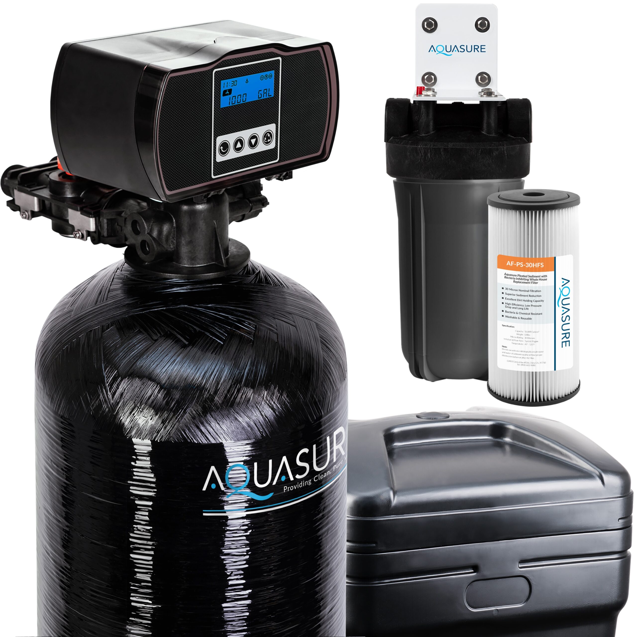 AQUASURE 48000 Grain Harmony Water Softener and Whole House Filtration System for Hard Water and Iron Reduction