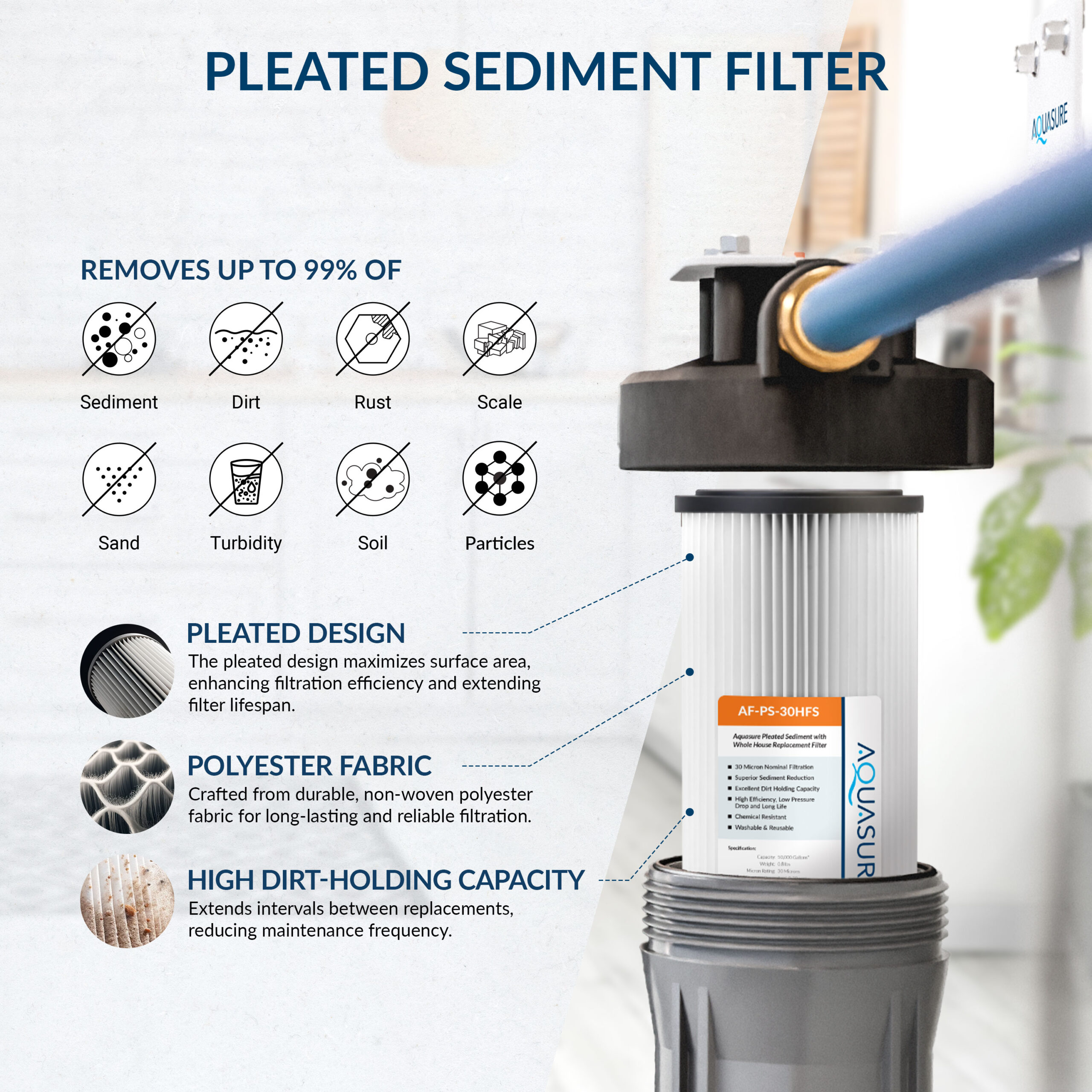 AQUASURE 48000 Grain Harmony Water Softener and Whole House Filtration System for Hard Water and Iron Reduction