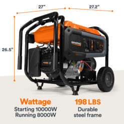 Generac Gas-Powered (49 State) Electric Start w/COsense 10000 / 8000 -Watt Single fuel Portable Generator