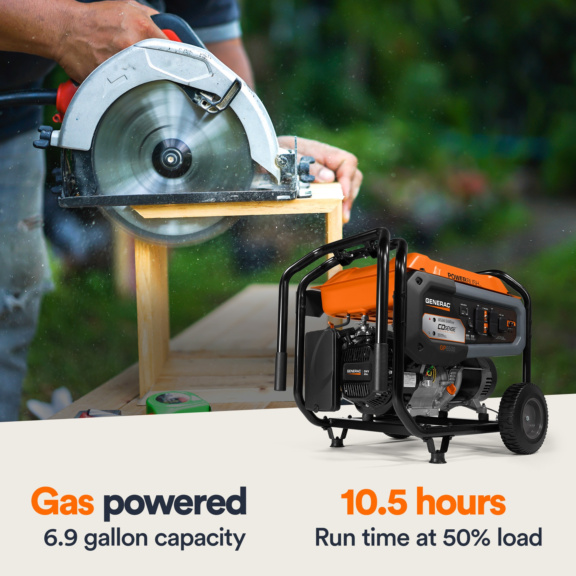 Generac Gas-Powered 8125 / 6500 -Watt Single fuel Portable Generator