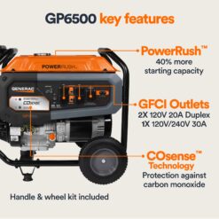 Generac Gas-Powered 8125 / 6500 -Watt Single fuel Portable Generator