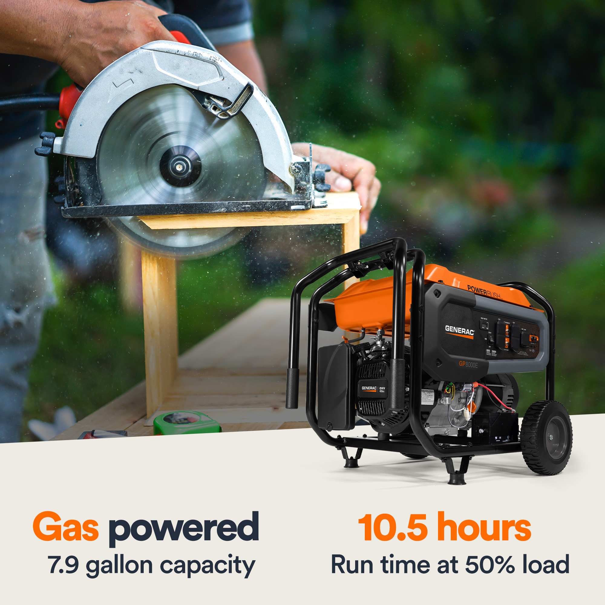 Generac Gas-Powered 49 State 10000 / 8000 -Watt Single fuel Portable Generator