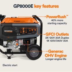 Generac Gas-Powered 49 State 10000 / 8000 -Watt Single fuel Portable Generator