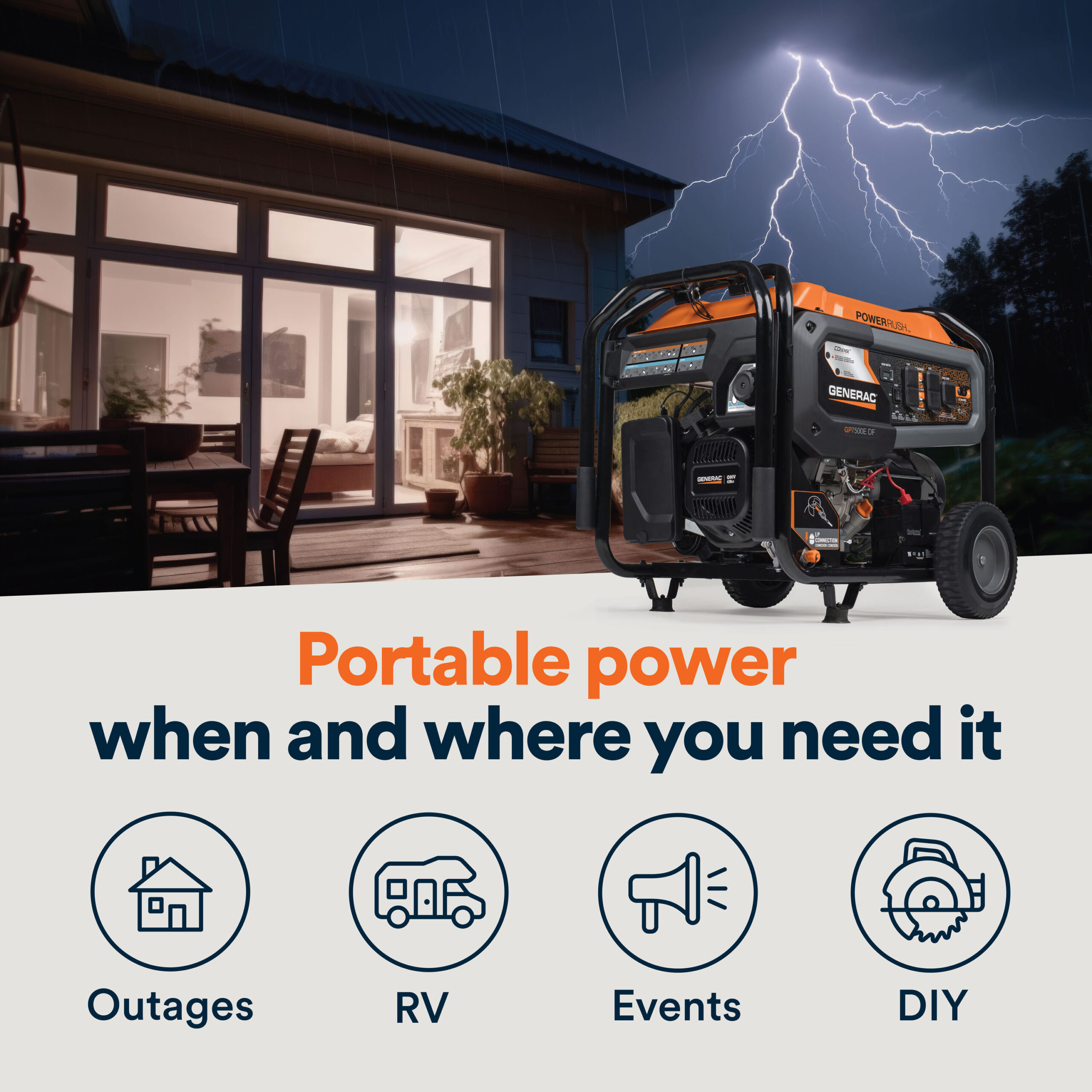 Generac GP 9400 / 7500 -Watt Dual fuel Portable Generator