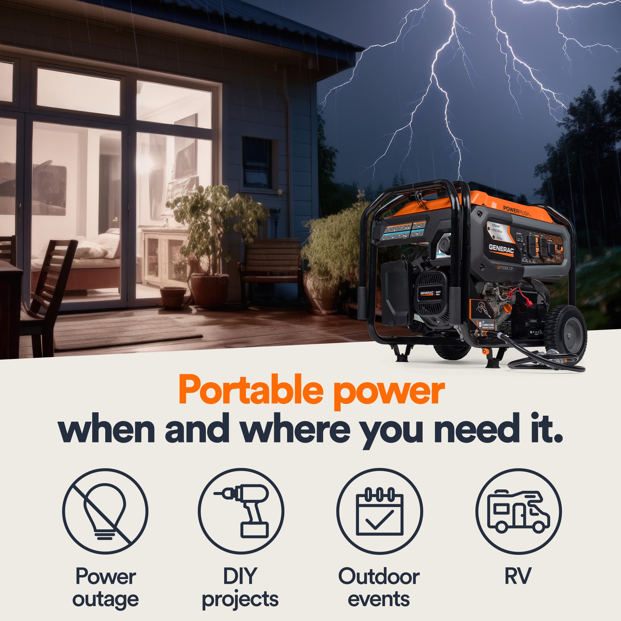 Generac 9400 / 7500 -Watt Dual fuel Portable Generator