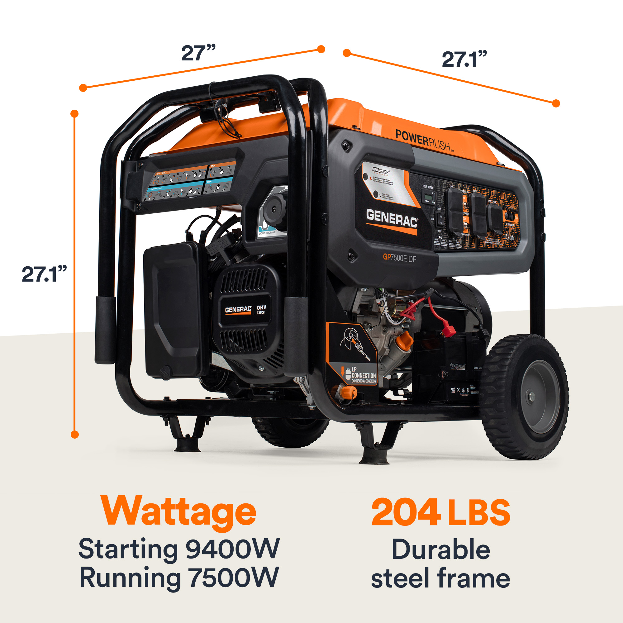 Generac 9400 / 7500 -Watt Dual fuel Portable Generator