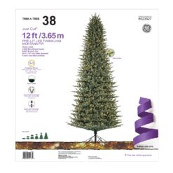 GE 12-ft Montana fir Pre-lit Artificial Christmas Tree with White LED Lights