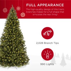 Best Choice Products Pre-Lit Spruce Artificial Christmas Tree w/ Easy Assembly Metal Hinges Foldable Base