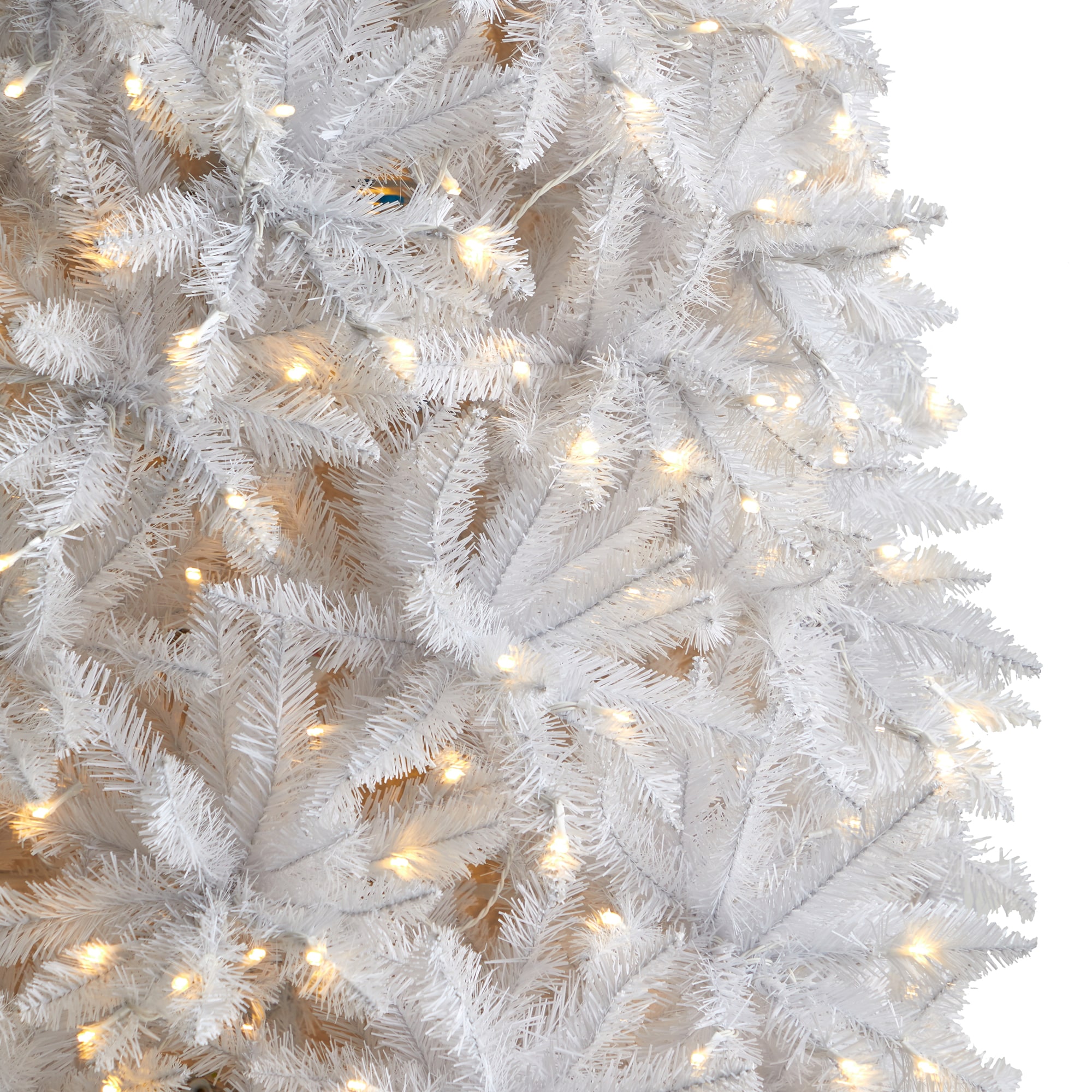Nearly Natural 12-ft Douglas fir Pre-lit Slim White Artificial Christmas Tree with White LED Lights