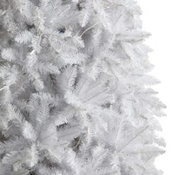 Nearly Natural 12-ft Douglas fir Pre-lit Slim White Artificial Christmas Tree with White LED Lights