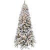 Fraser Hill Farm 10-ft Alaskan pine Pre-lit Flocked Artificial Christmas Tree with Clear Incandescent Lights