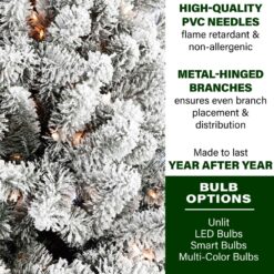 Fraser Hill Farm 10-ft Alaskan pine Pre-lit Flocked Artificial Christmas Tree with Clear Incandescent Lights