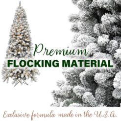 Fraser Hill Farm 10-ft Alaskan pine Pre-lit Flocked Artificial Christmas Tree with Clear Incandescent Lights