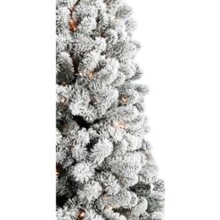 Fraser Hill Farm 10-ft Alaskan pine Pre-lit Flocked Artificial Christmas Tree with Clear Incandescent Lights