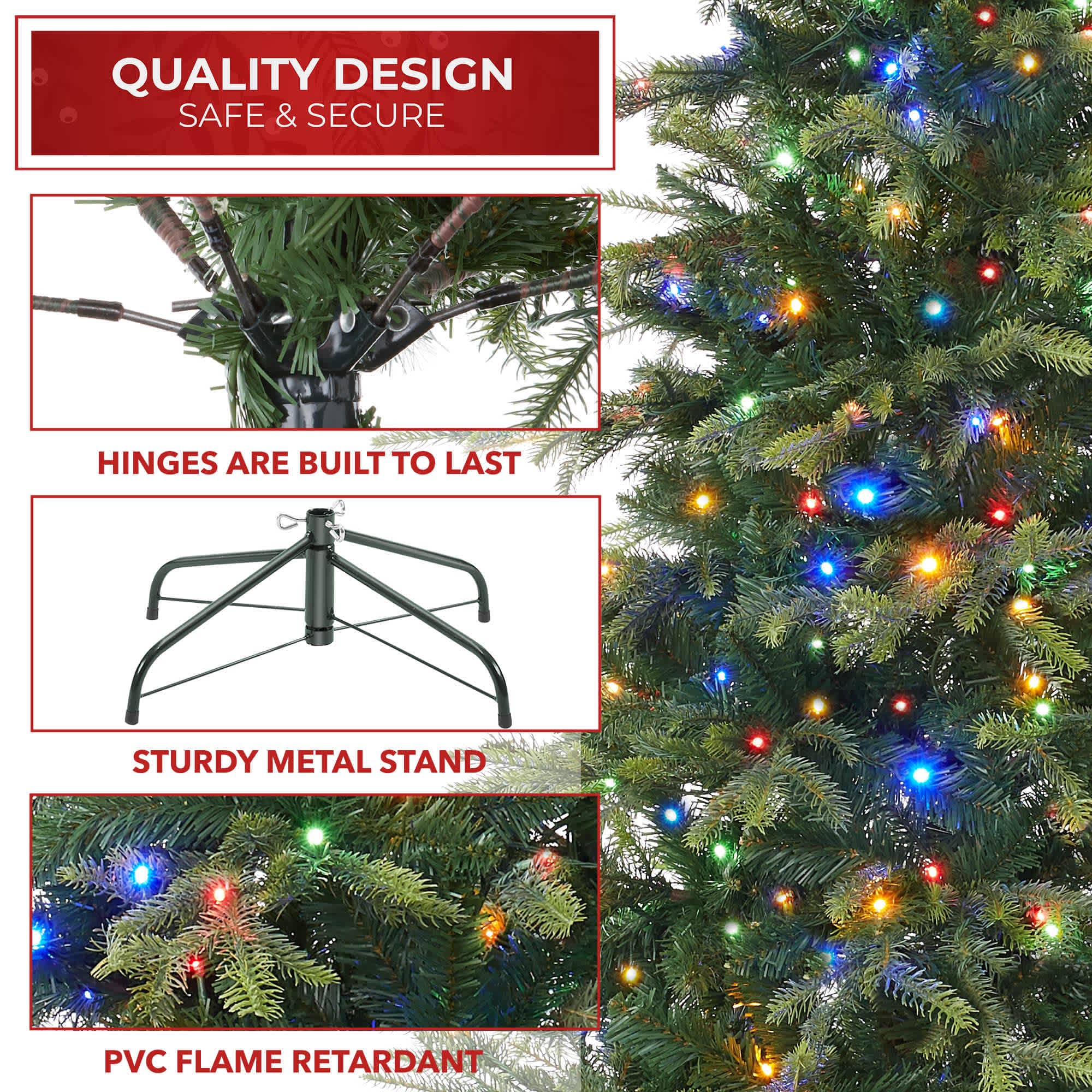 Casafield Pre-Lit Aspen Fir Artificial Holiday Christmas Tree with Stand