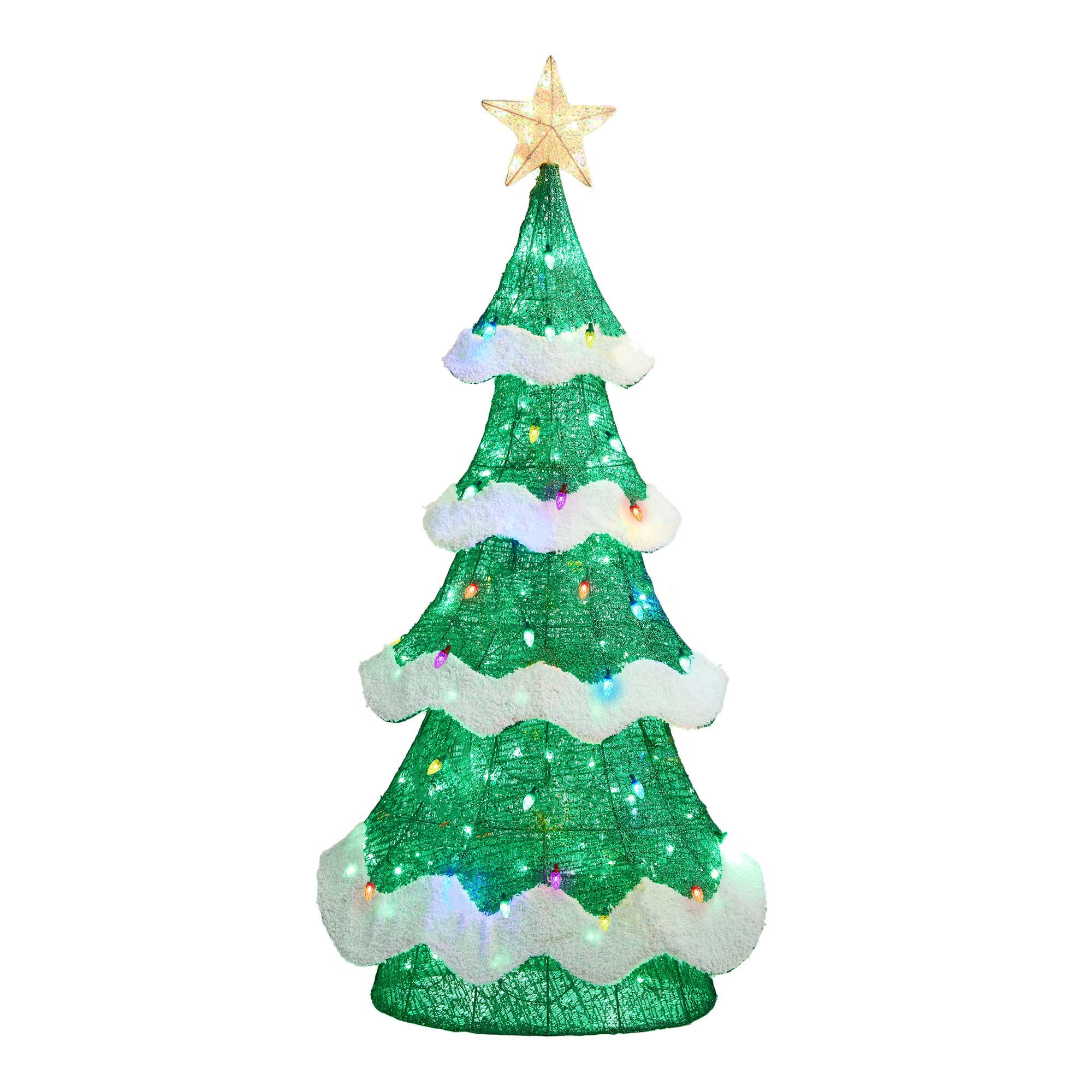 Glitzhome 74.5-in Freestanding Christmas tree Light with White LED Lights