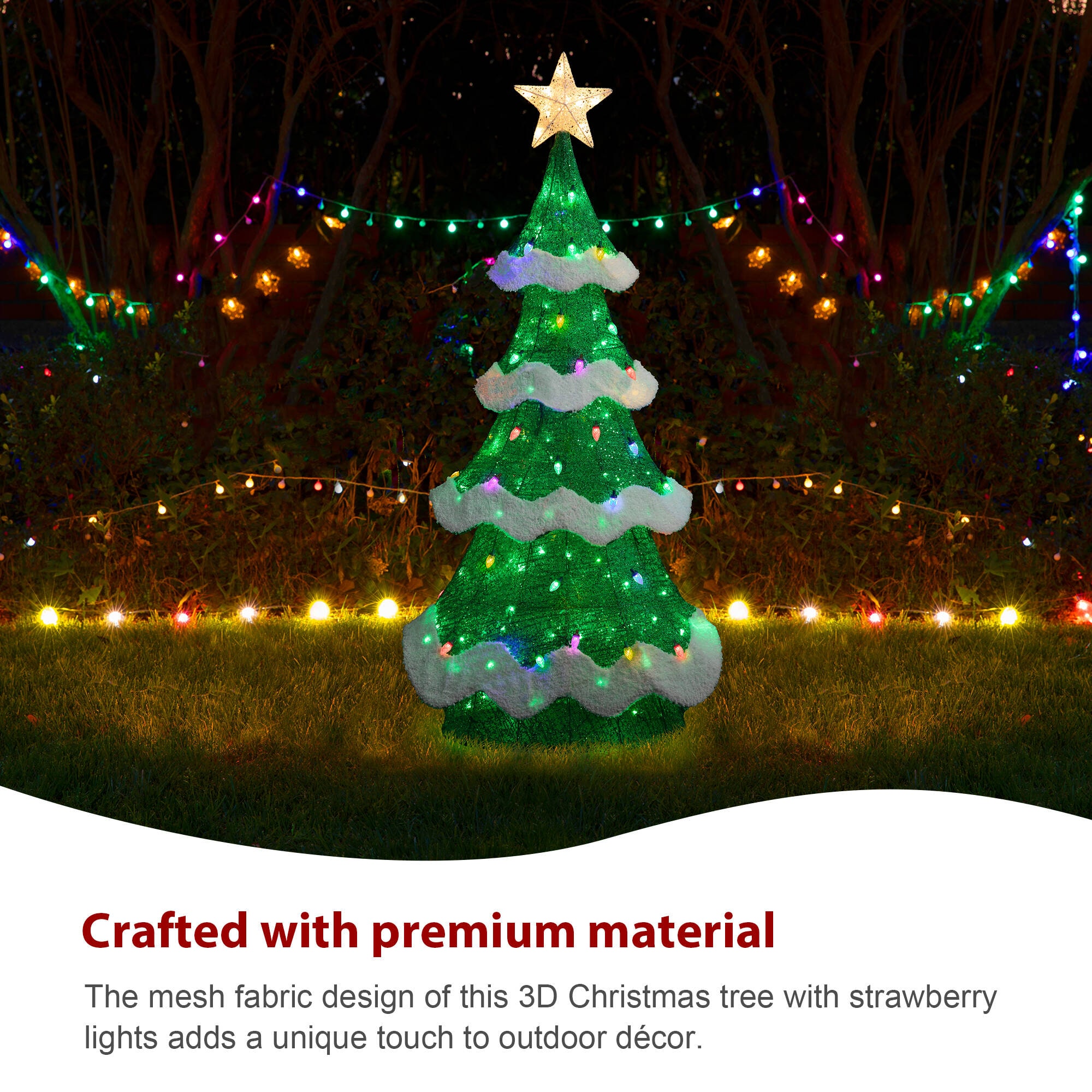Glitzhome 74.5-in Freestanding Christmas tree Light with White LED Lights