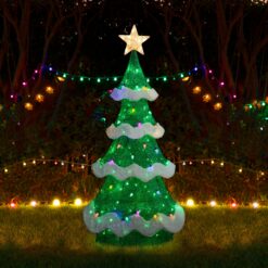Glitzhome 74.5-in Freestanding Christmas tree Light with White LED Lights