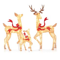 LIVIZA 73.2-in Freestanding Reindeer Yard decoration with White LED Lights