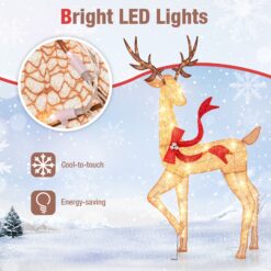 LIVIZA 73.2-in Freestanding Reindeer Yard decoration with White LED Lights