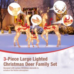 LIVIZA 73.2-in Freestanding Reindeer Yard decoration with White LED Lights