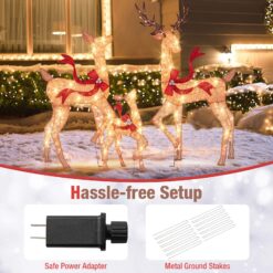 LIVIZA 73.2-in Freestanding Reindeer Yard decoration with White LED Lights