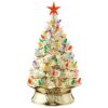 Casafield 24-in Hand Painted Ceramic Christmas Tree - Gold Pre-Lit Tree w/ Star