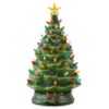 Casafield 24-in Hand Painted Ceramic Christmas Tree - Green Pre-Lit Tree w/ Star