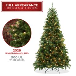 Casafield 9-ft Pre-Lit Realistic Green Spruce Artificial Christmas Tree with Stand