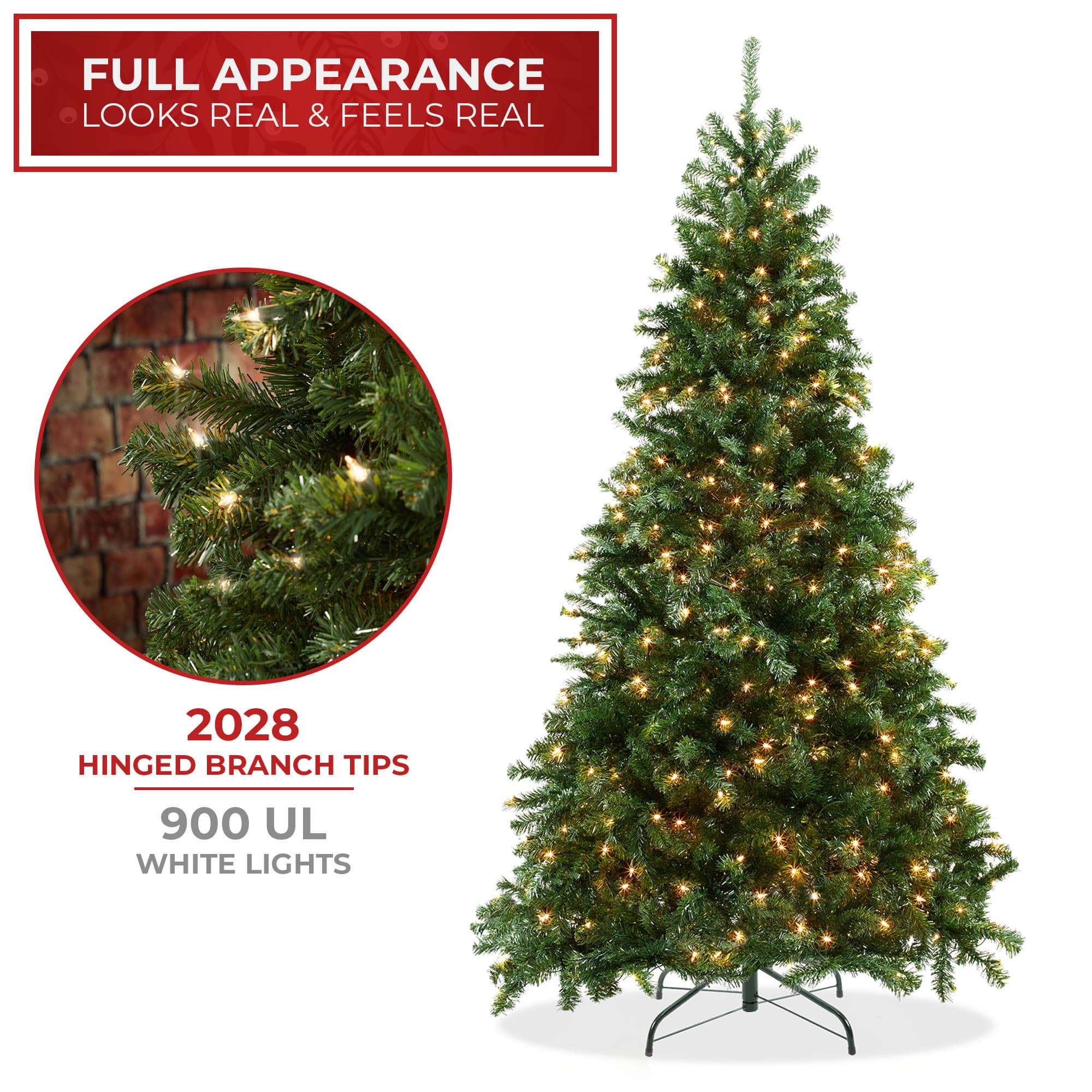 Casafield 9-ft Pre-Lit Realistic Green Spruce Artificial Christmas Tree with Stand