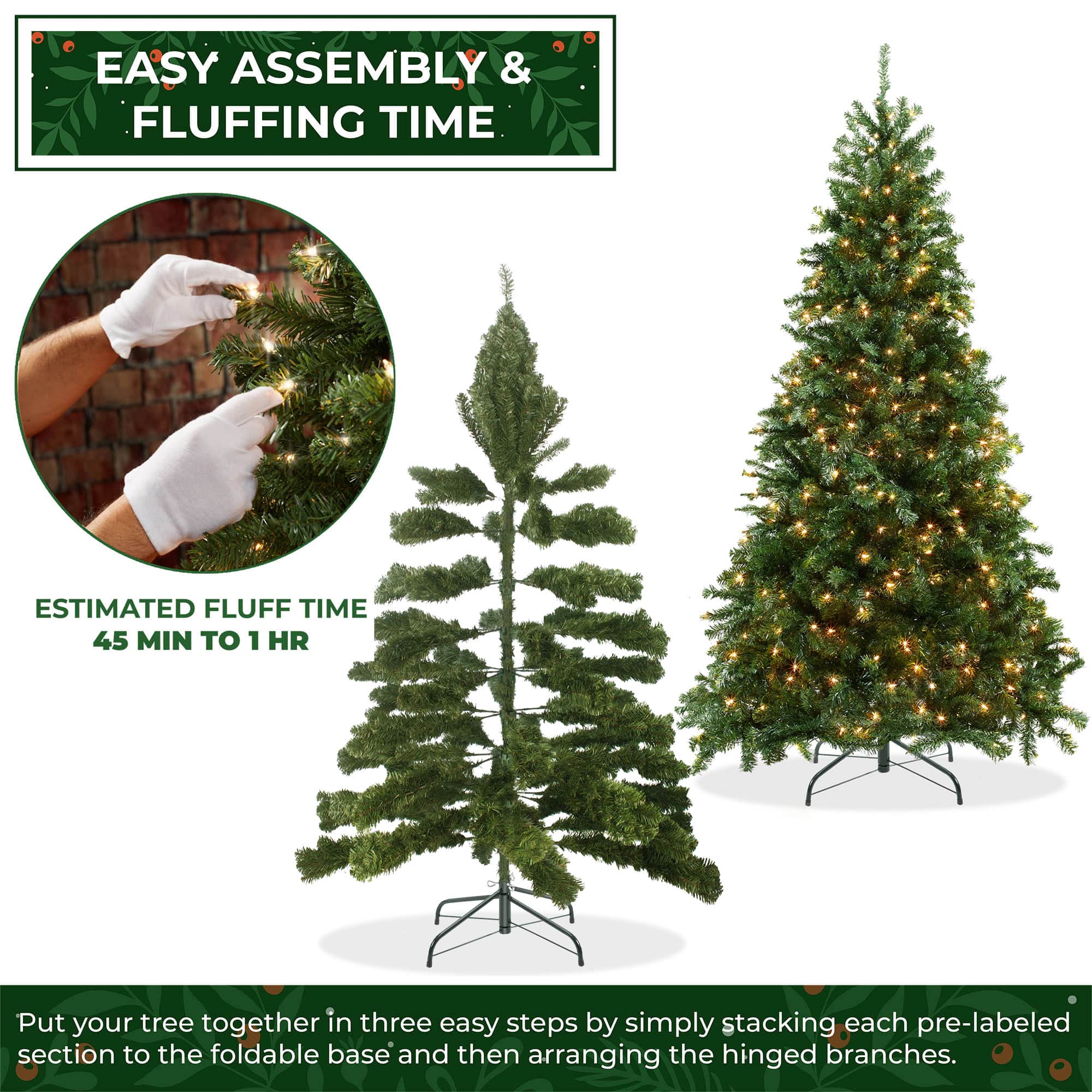 Casafield 9-ft Pre-Lit Realistic Green Spruce Artificial Christmas Tree with Stand