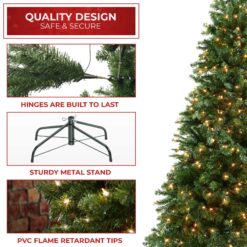 Casafield 9-ft Pre-Lit Realistic Green Spruce Artificial Christmas Tree with Stand