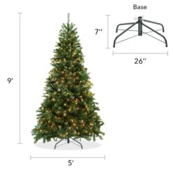 Casafield 9-ft Pre-Lit Realistic Green Spruce Artificial Christmas Tree with Stand