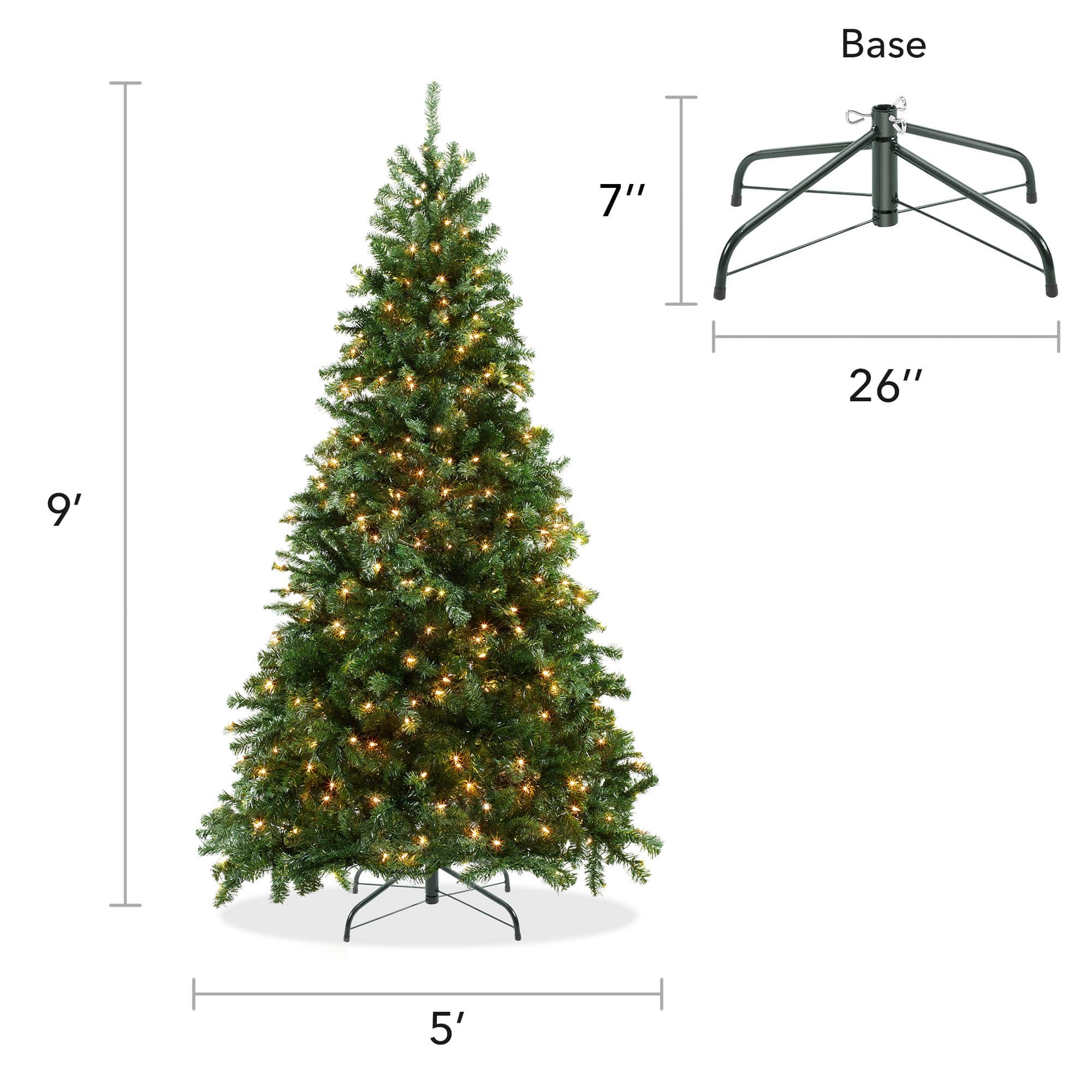 Casafield 9-ft Pre-Lit Realistic Green Spruce Artificial Christmas Tree with Stand