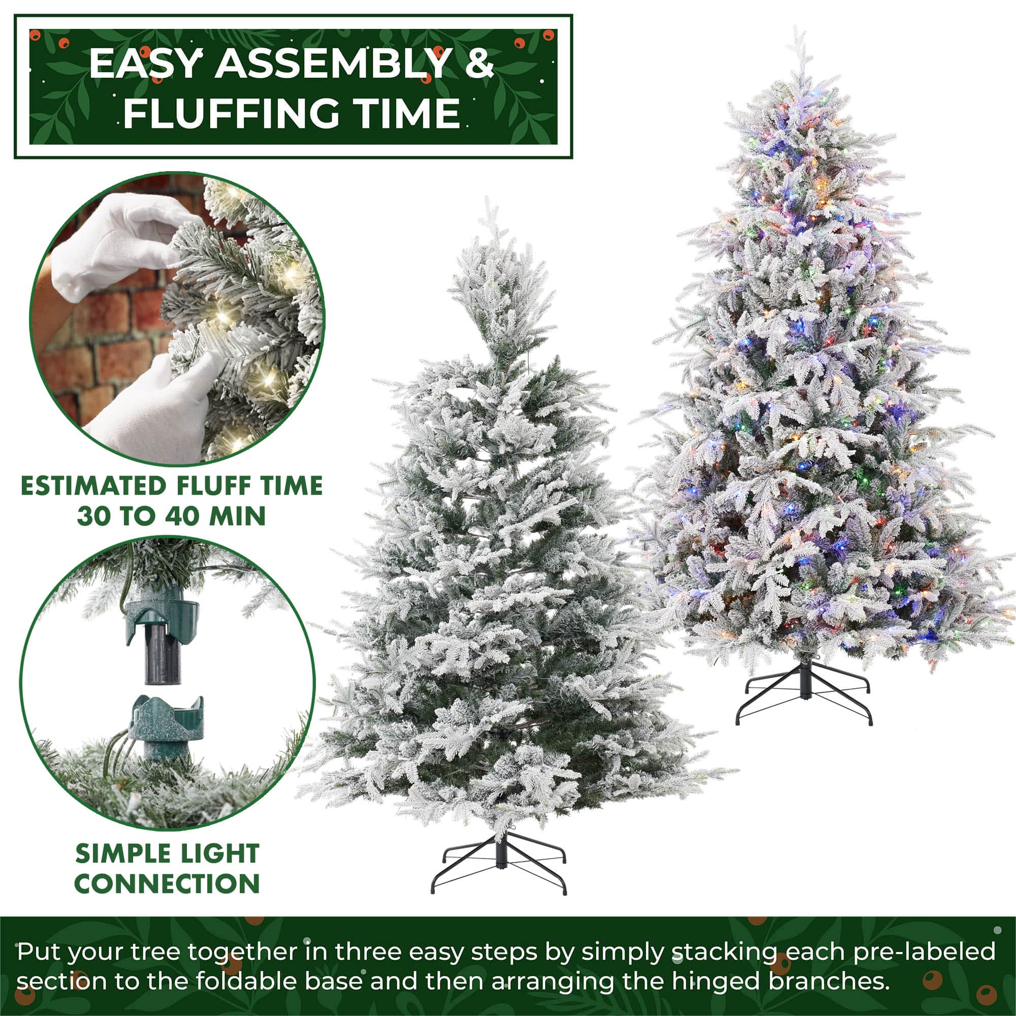 Casafield Pre-Lit Aspen Fir Artificial Holiday Christmas Tree with Stand