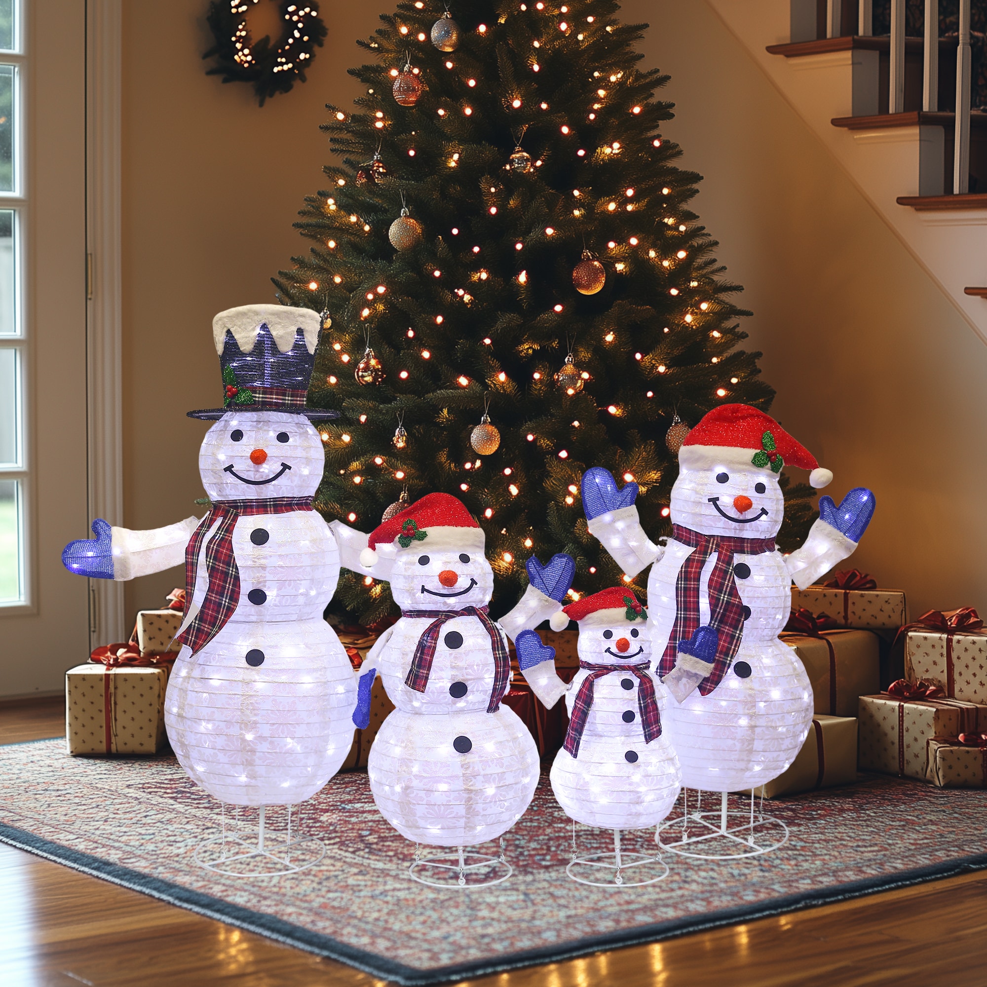 Starfree 47.51-in Freestanding Snowman Yard decoration with White LED Lights