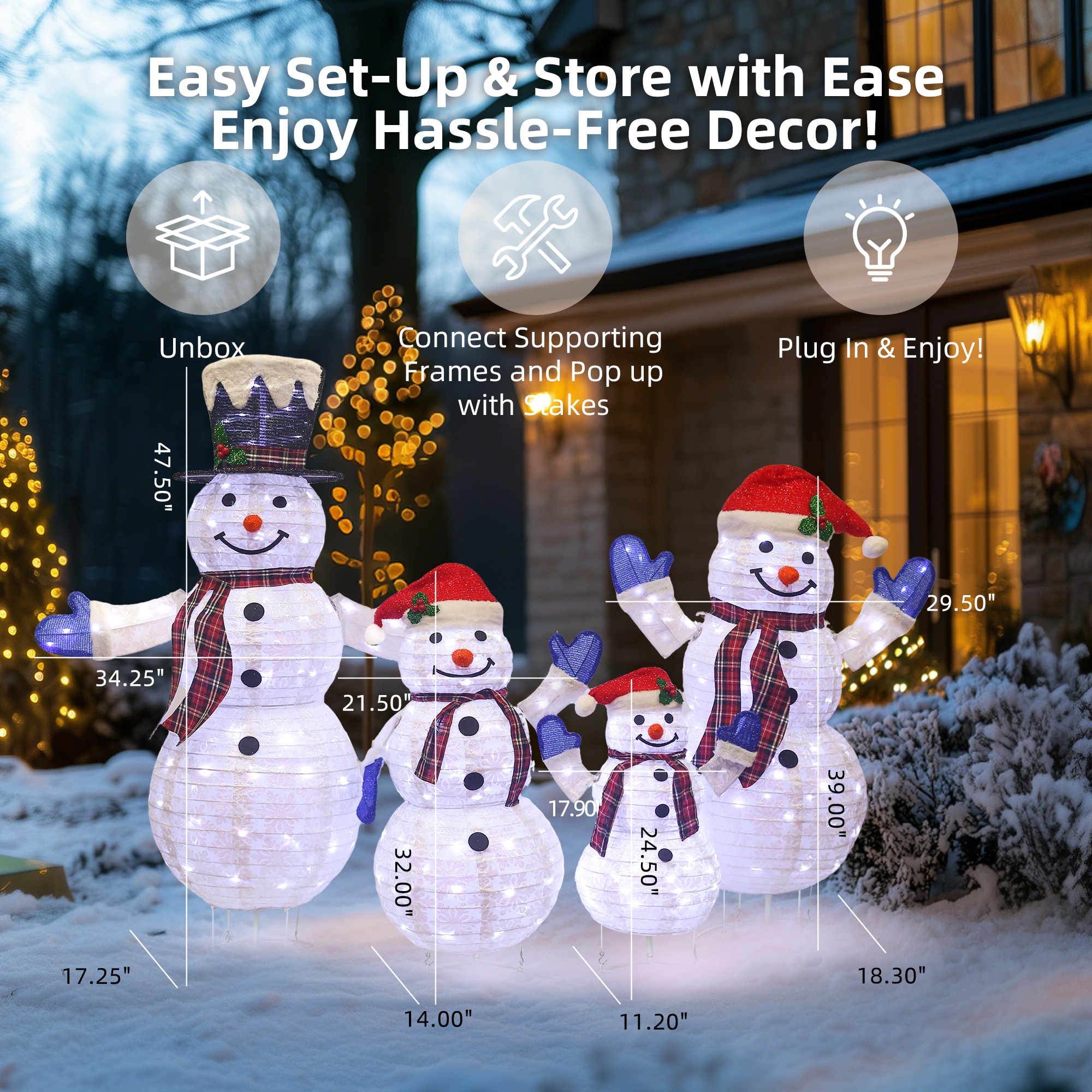 Starfree 47.51-in Freestanding Snowman Yard decoration with White LED Lights