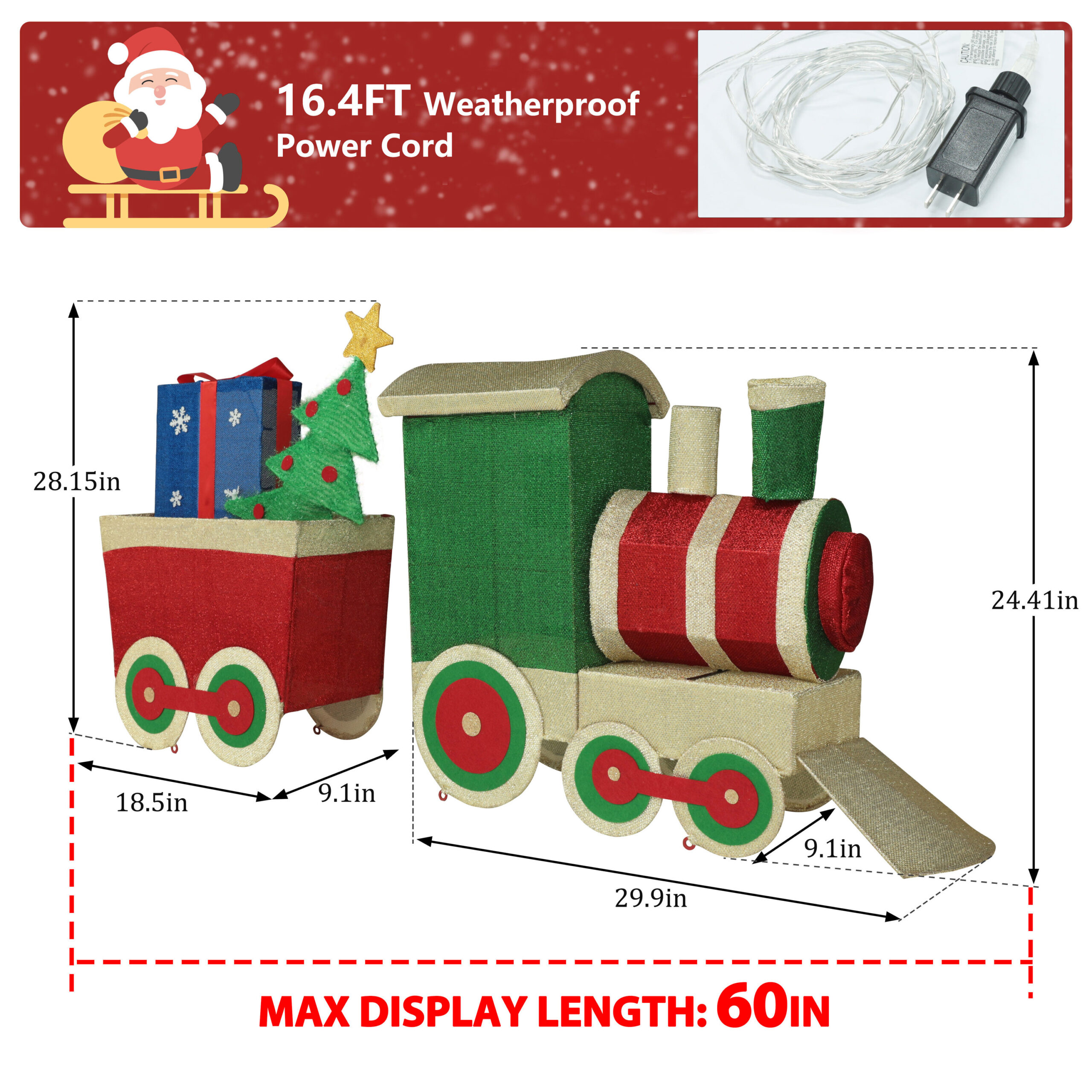 VEIKOUS 28.5-in Freestanding Train set Yard decoration with White LED Lights